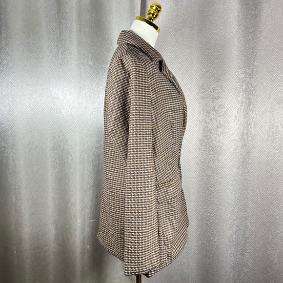 Old Navy Houndstooth Blazer Jacket Brown Black Double Breasted Size M - Picture 8 of 9